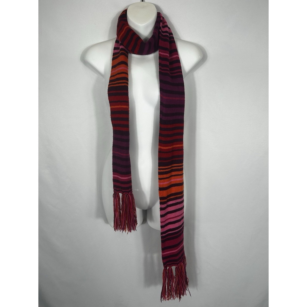 Vintage Old Navy Extra Long Preppy Y2K 90S Scarf One Size Rainbow Striped Fringe